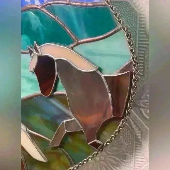 "Beautiful  Horse Play" Stained Glass Window Panel - Picture 2 of 14